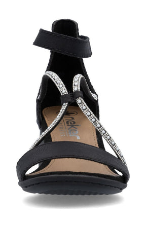 Rieker Heeled Sandal in Black