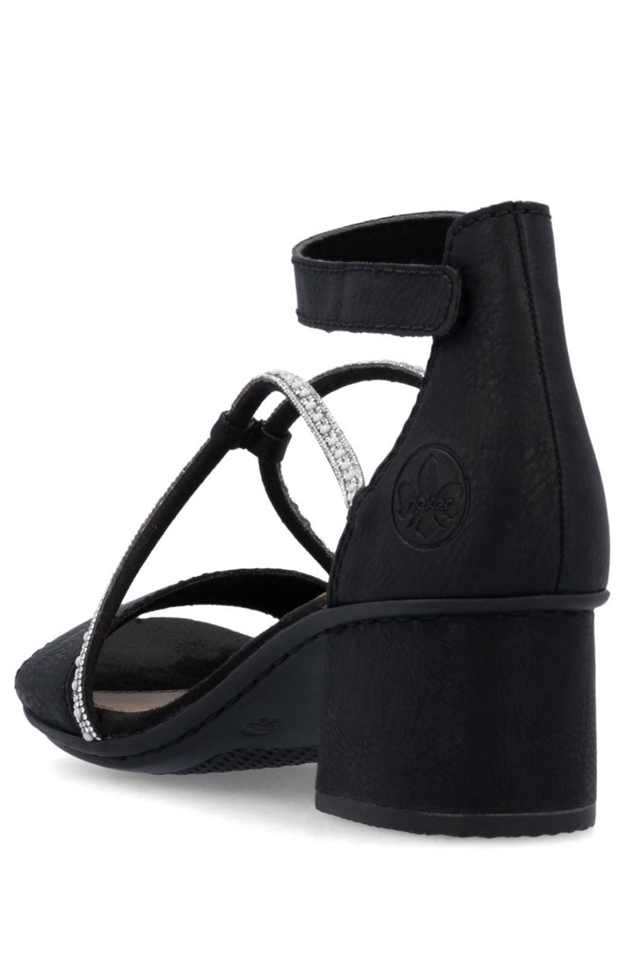 Rieker Heeled Sandal in Black