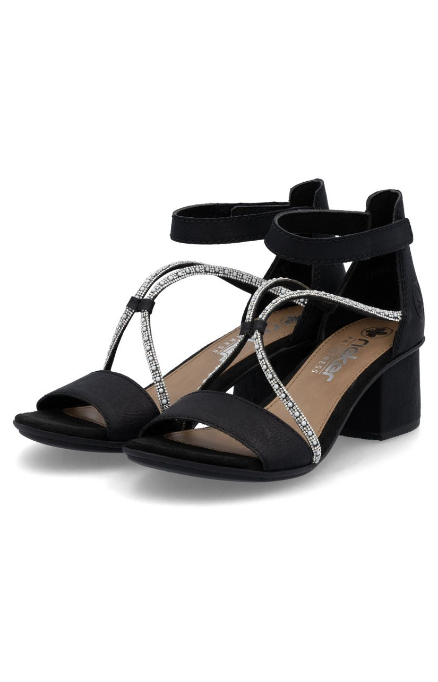 Rieker Heeled Sandal in Black