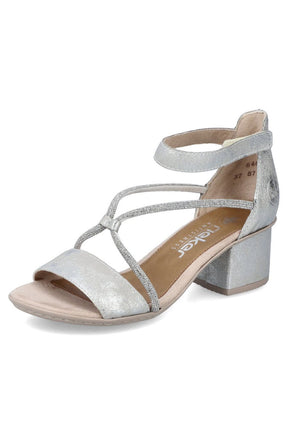 Rieker Heeled Sandal in Silver