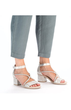 Rieker Heeled Sandal in Silver