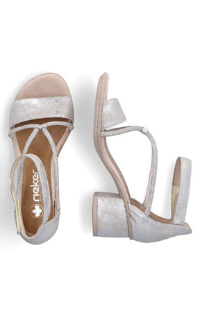 Rieker Heeled Sandal in Silver