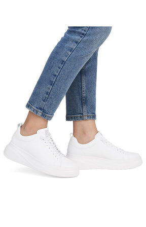 Rieker White Trainer with Platform Sole