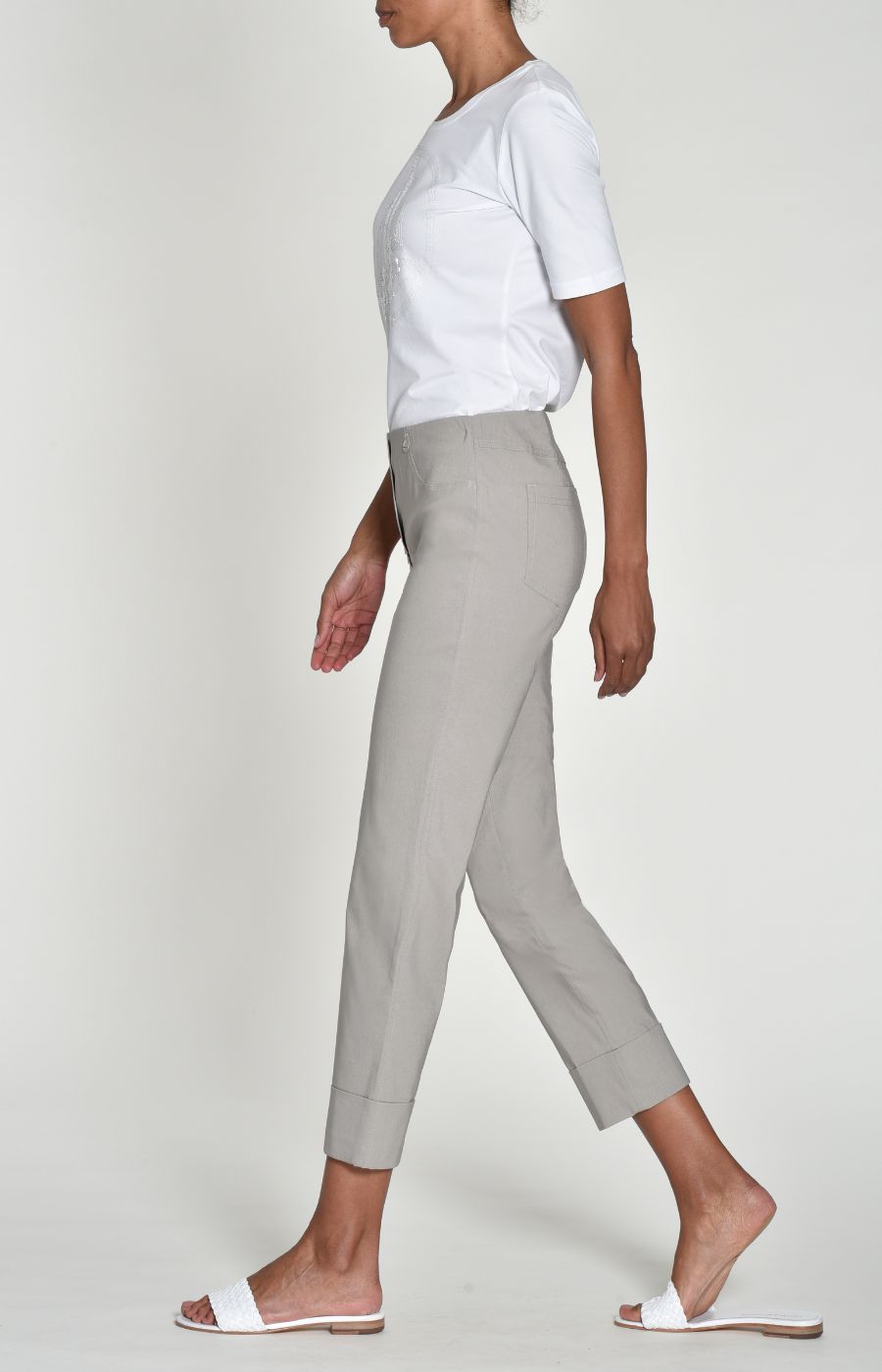 Robell 7/8ths Trousers in Light Taupe