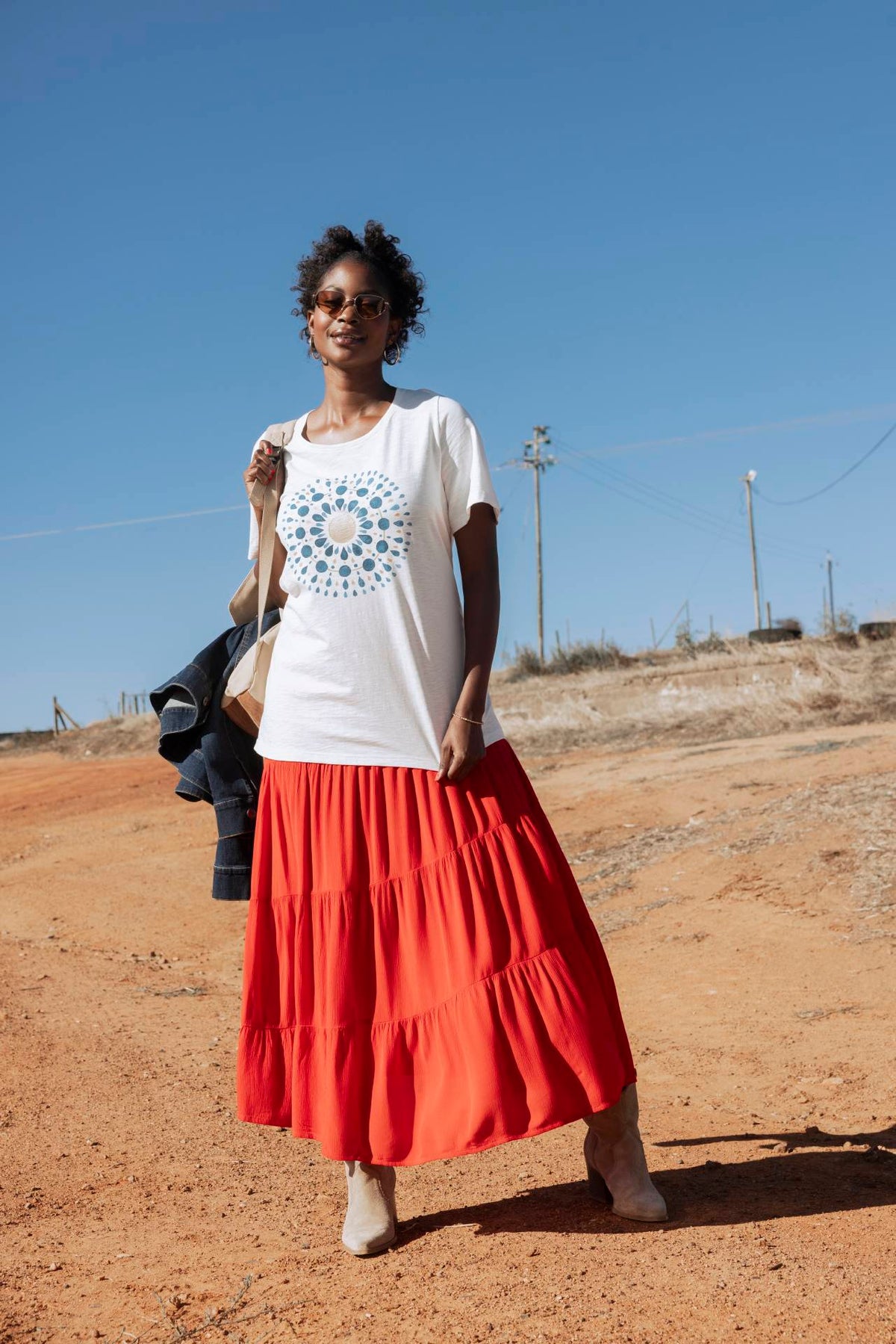 Ulla Popken Maxi Skirt in Red