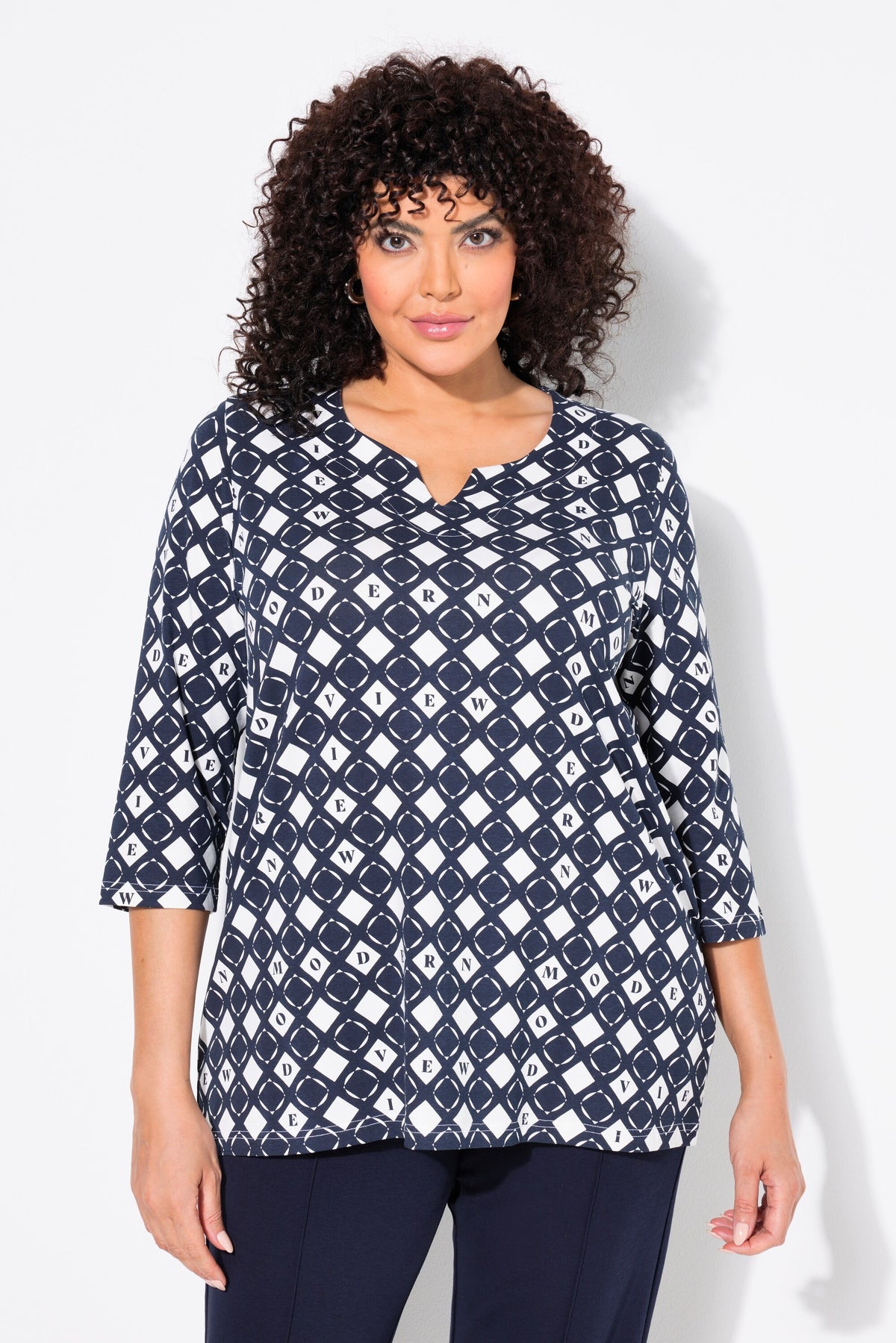 Ulla Popken Navy Print Blouse