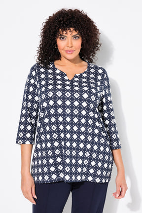 Ulla Popken Navy Print Blouse