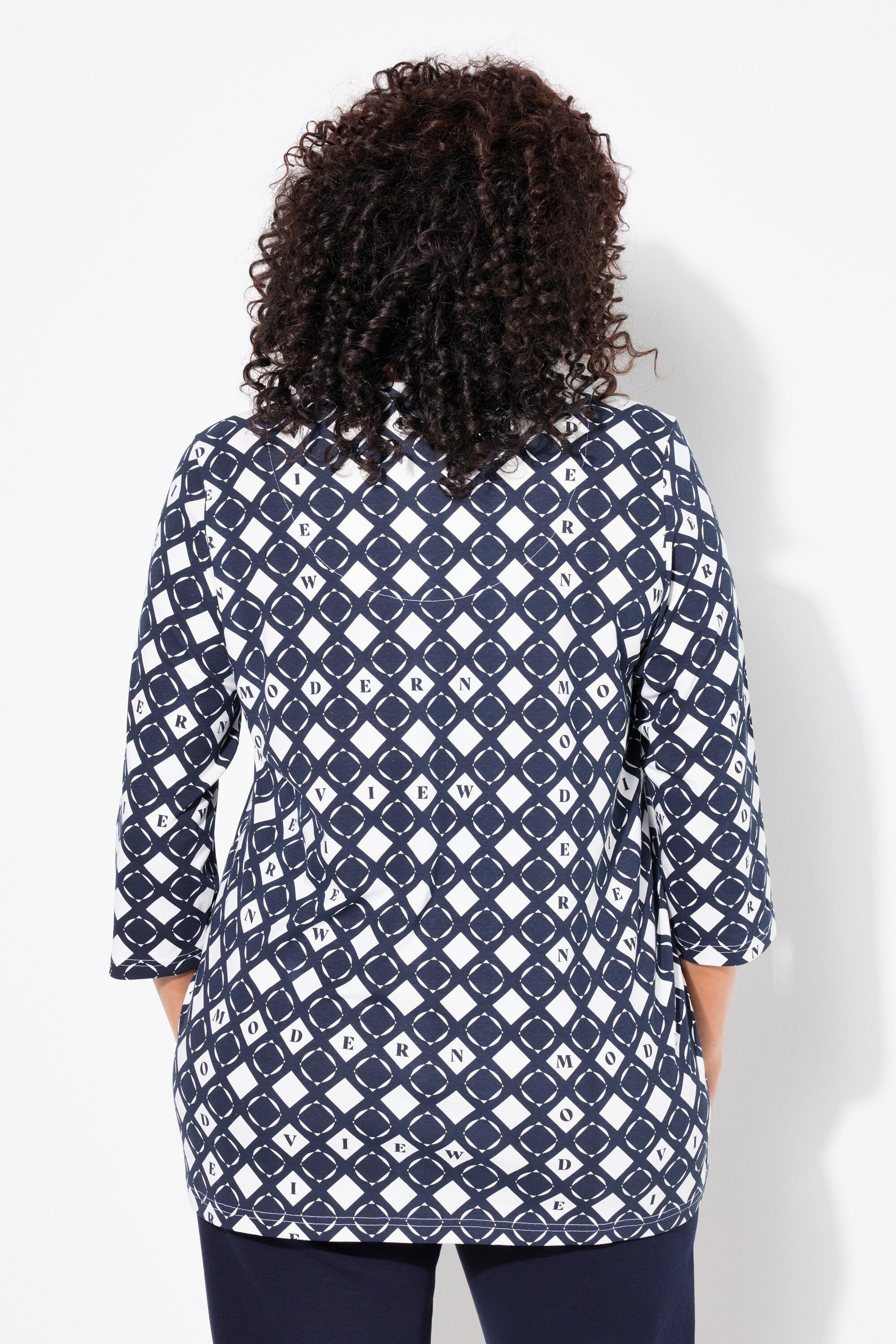 Ulla Popken Navy Print Blouse
