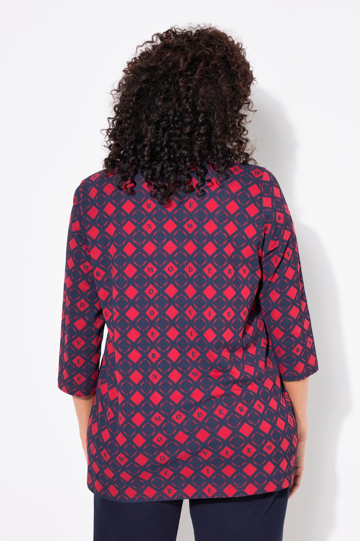 Ulla Popken Red and Navy Blouse