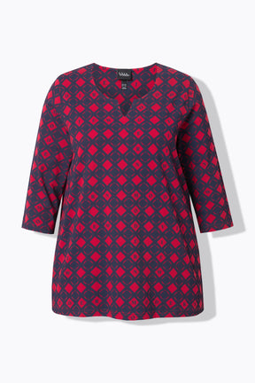 Ulla Popken Red and Navy Blouse