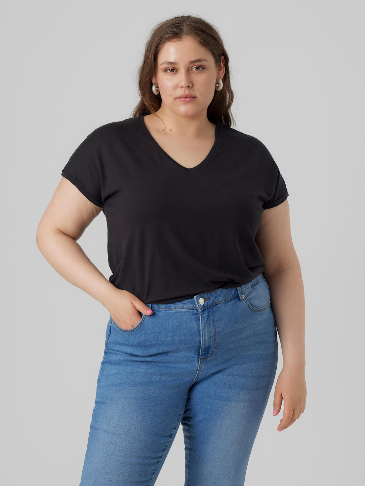 Vero Moda Curve Maya T-Shirt in Black