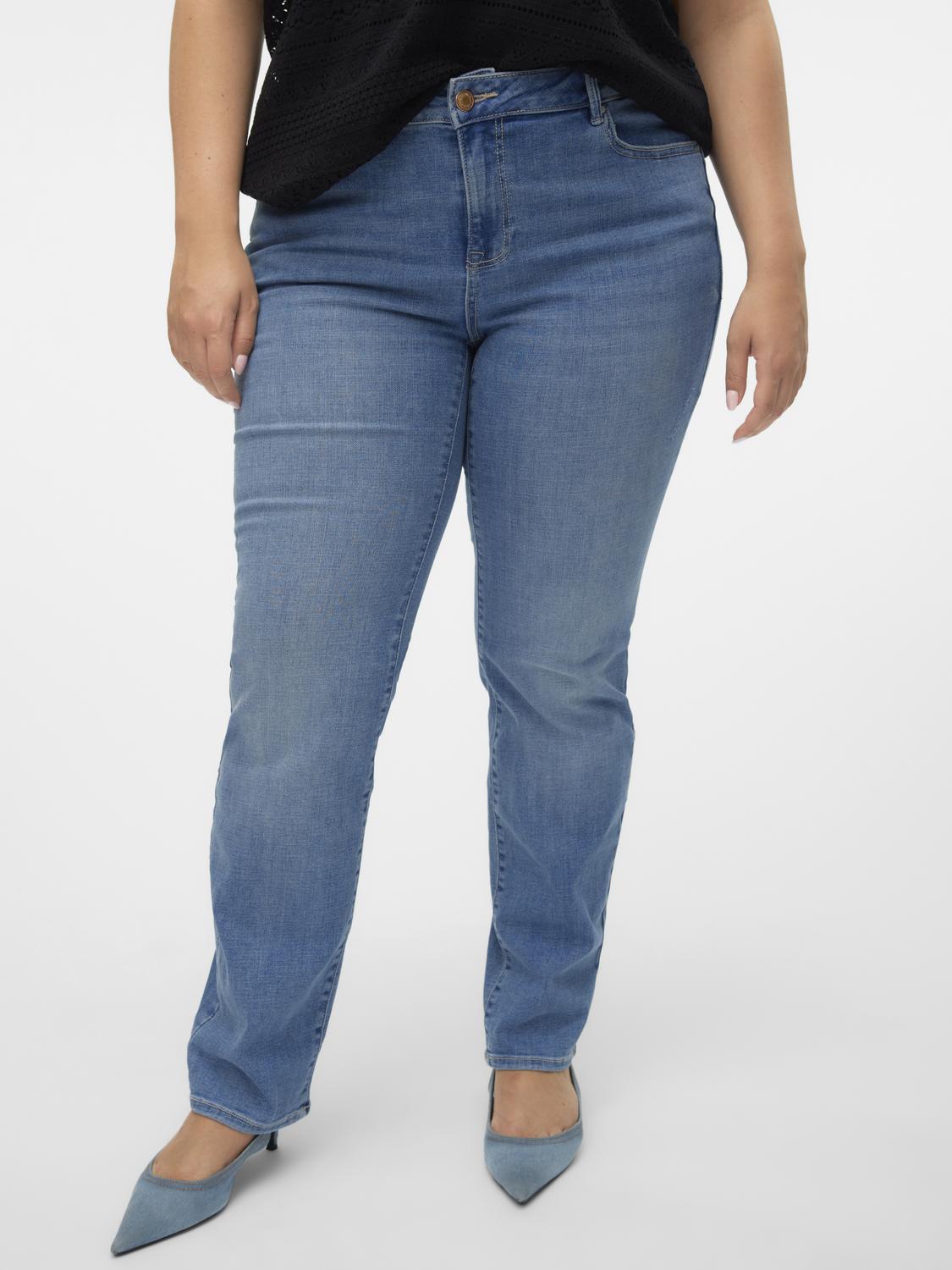 Vero Moda Curve Flash Jeans In Mid Denim