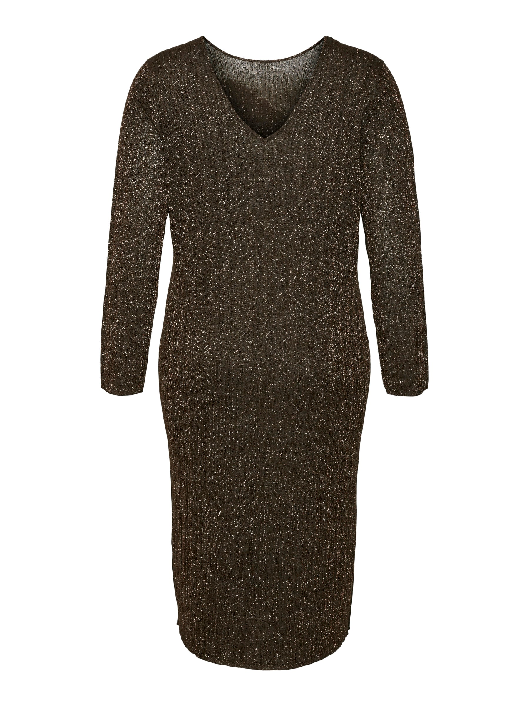 Vero Moda Curve Talia Sparkle Knit Dress in Brown