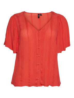 Vero Moda Curve Kanva Blouse in Coral