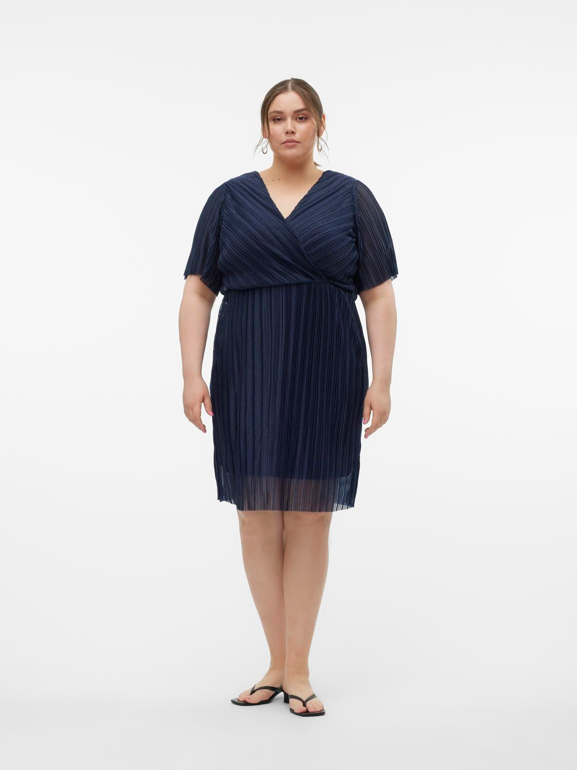 Vero Moda Curve Malone Dress in Navy Shimmer