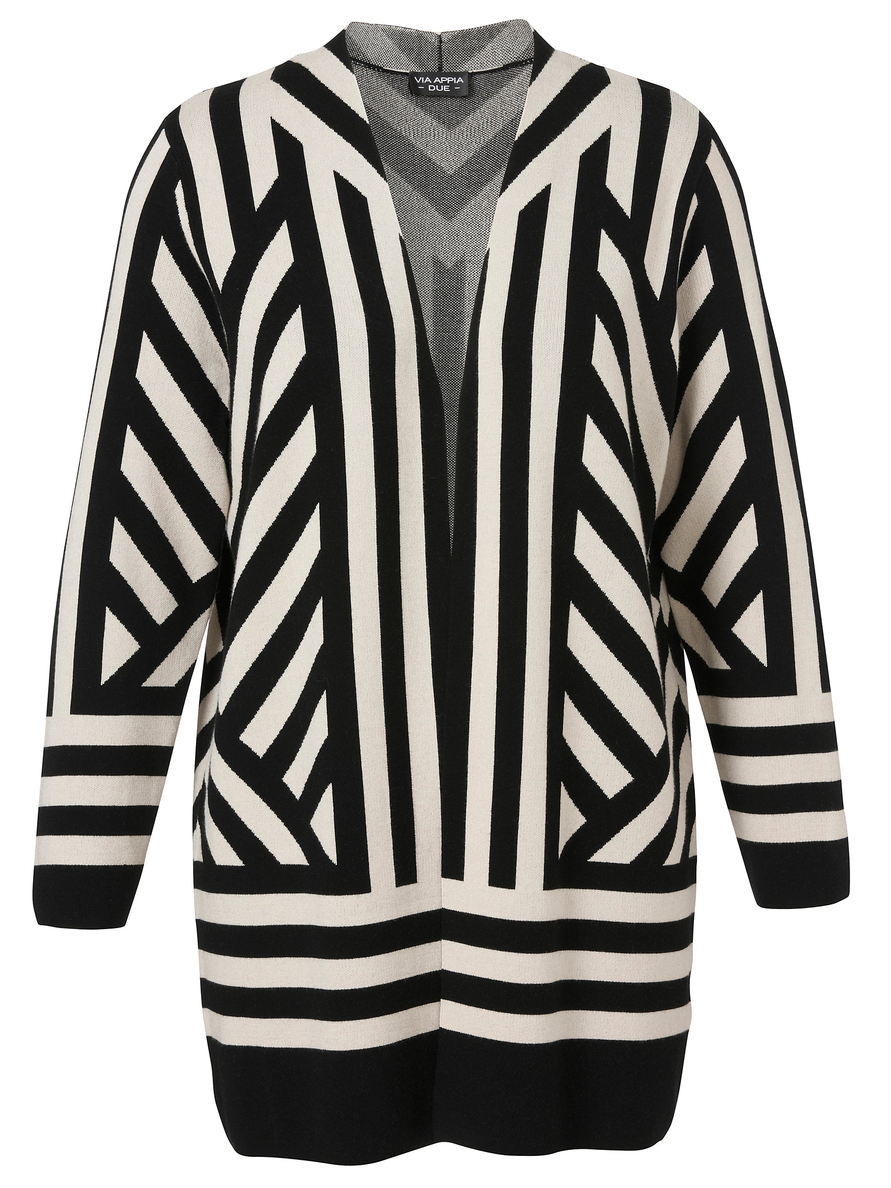 Via Appia Due Knit Cardigan in Black and Beige