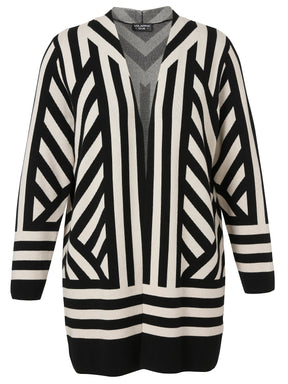 Via Appia Due Knit Cardigan in Black and Beige