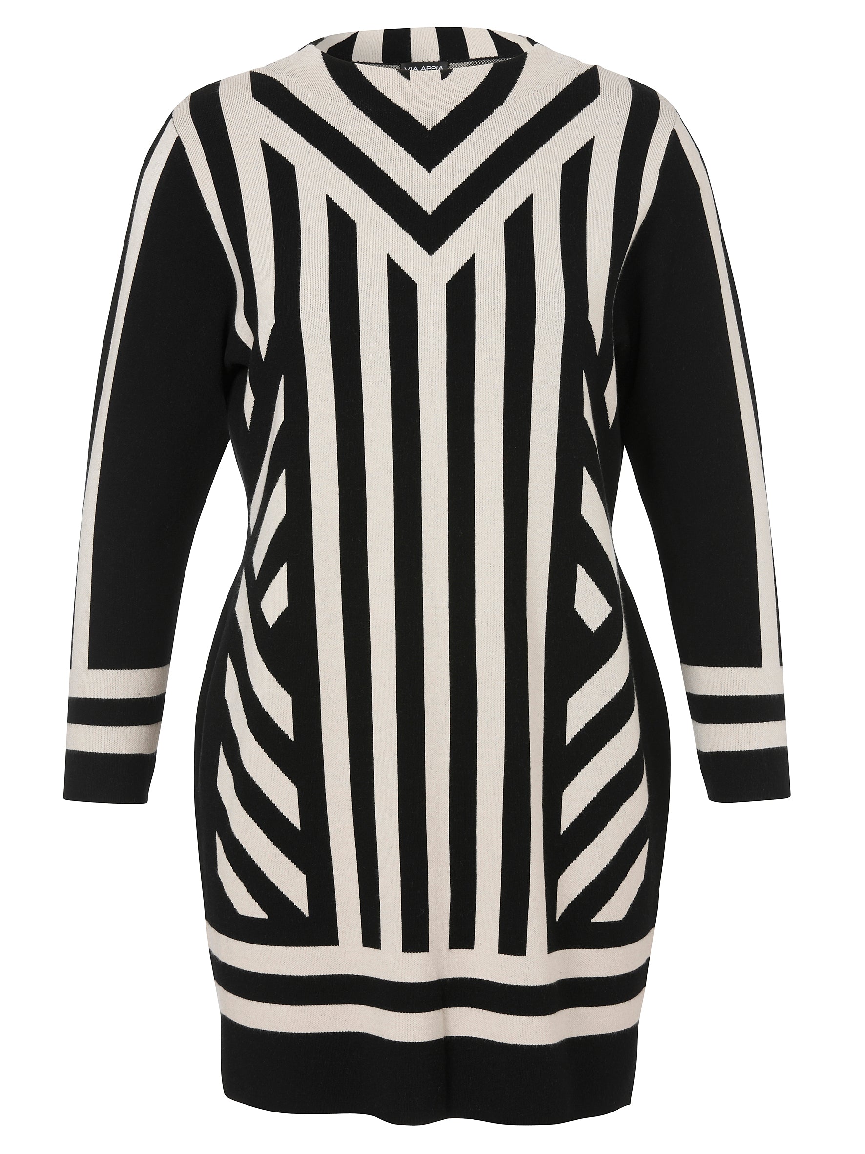 Via Appia Due Knit Dress in Black and Beige