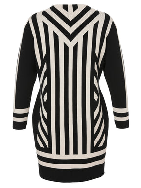 Via Appia Due Knit Dress in Black and Beige