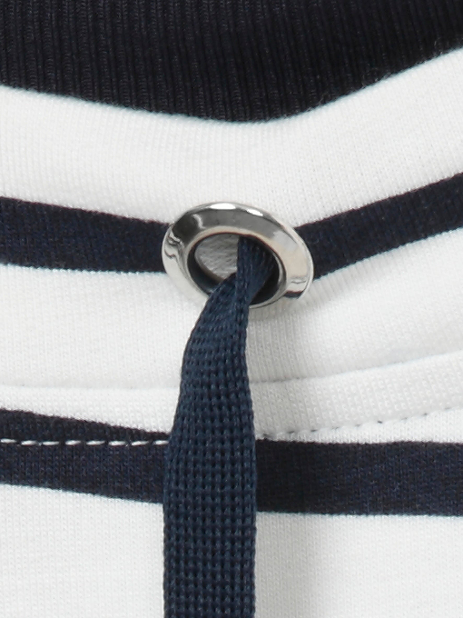 Via Appia Due Striped Sweater in White/Navy