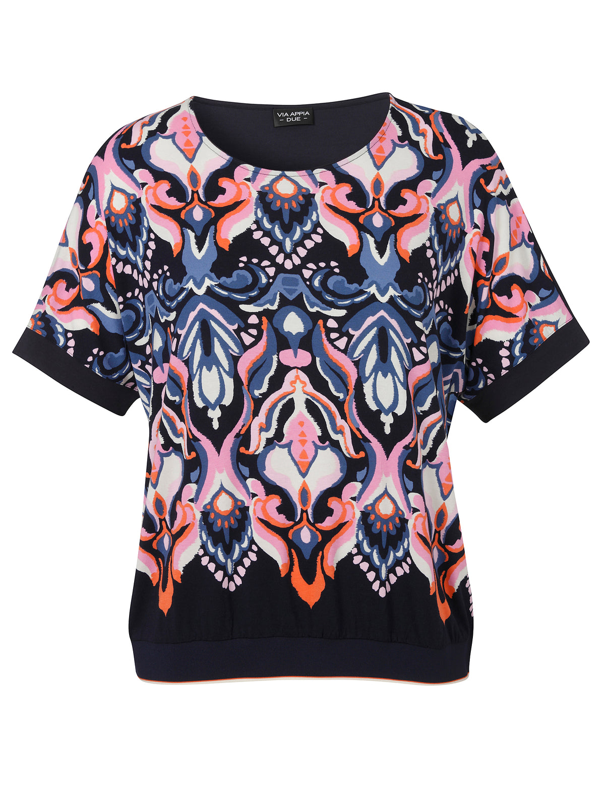 Via Appia Printed Top in Navy