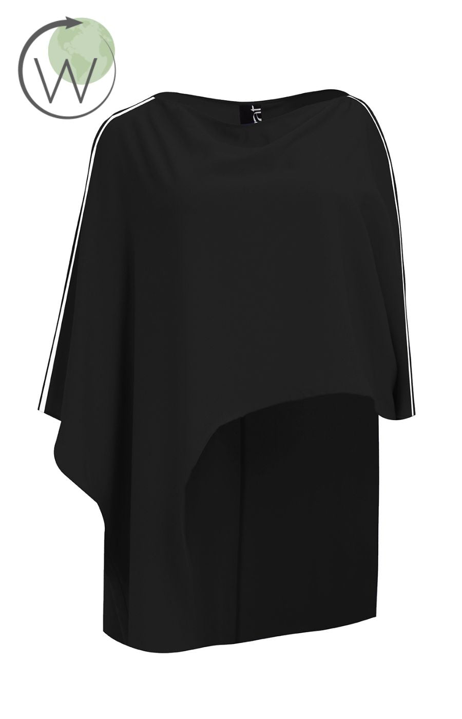 Mat Asymmetrical Black Blouse