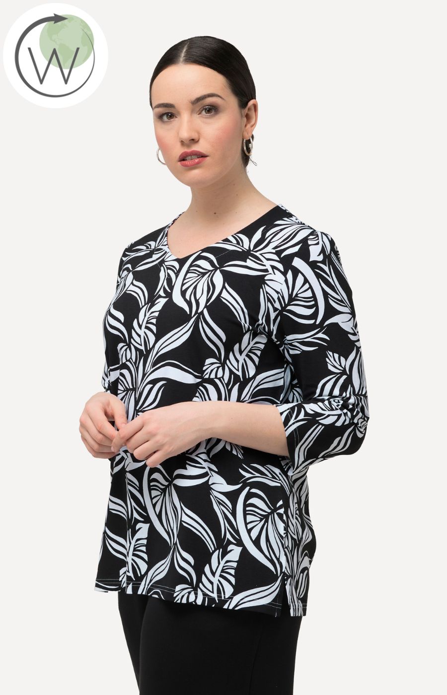 Ulla Popken Leaf Printed Tee