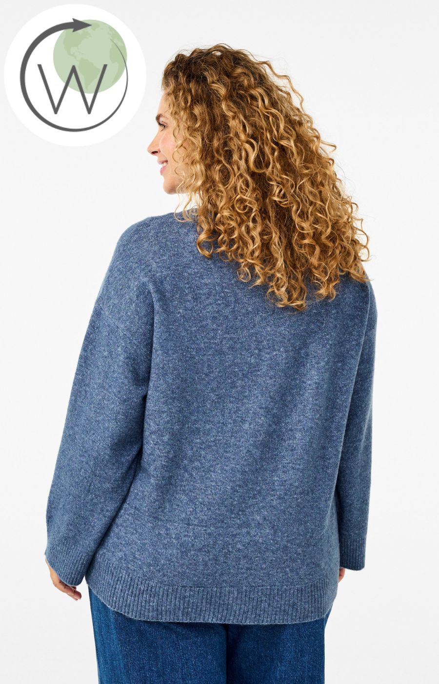 Zizzi Vista Knit Jumper in Blue