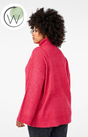 Zizzi Vista Turtleneck Jumper in Pink