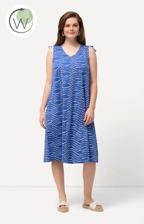 Ulla Popken Wave Print Blue Dress