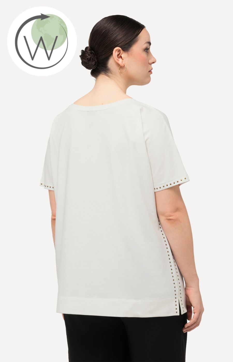 Ulla Popken Studded T-shirt in White