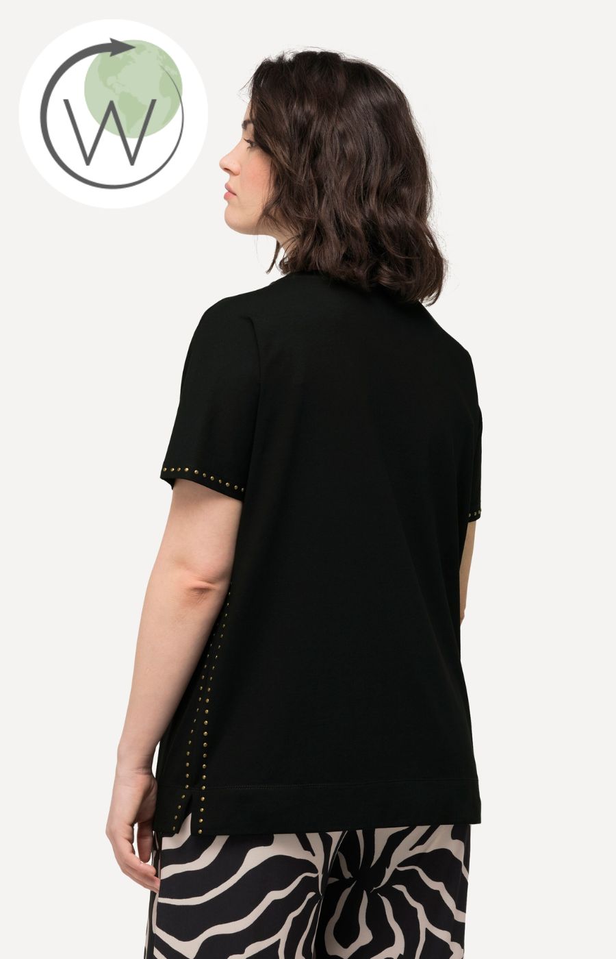 Ulla Popken Studded T-shirt in Black