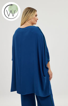 Mat Asymmetrical Sapphire Blue Blouse