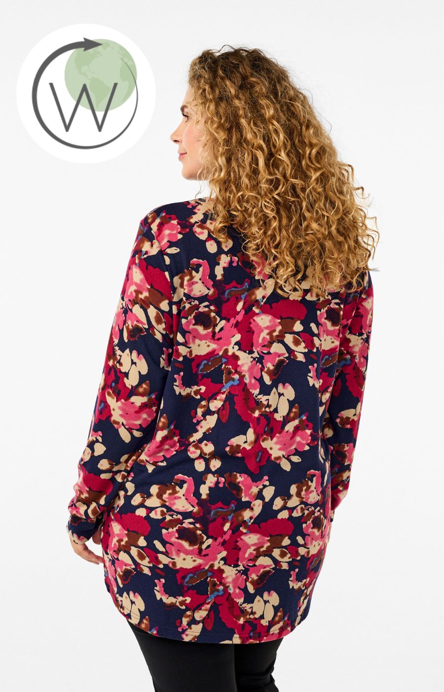 Zizzi Lucca Floral Blouse in Navy