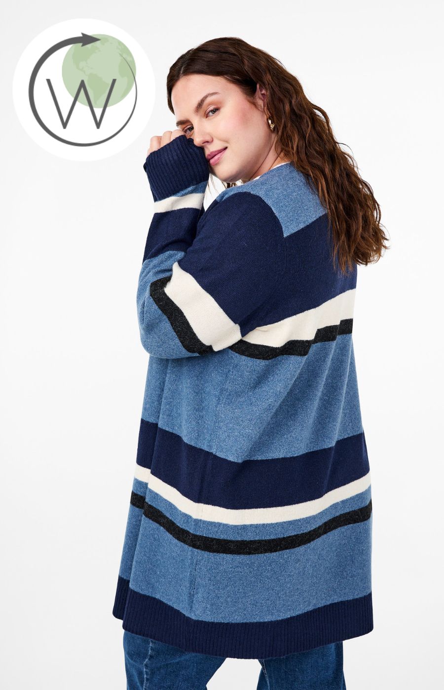 Zizzi Sunny Cardigan in Blue Stripe