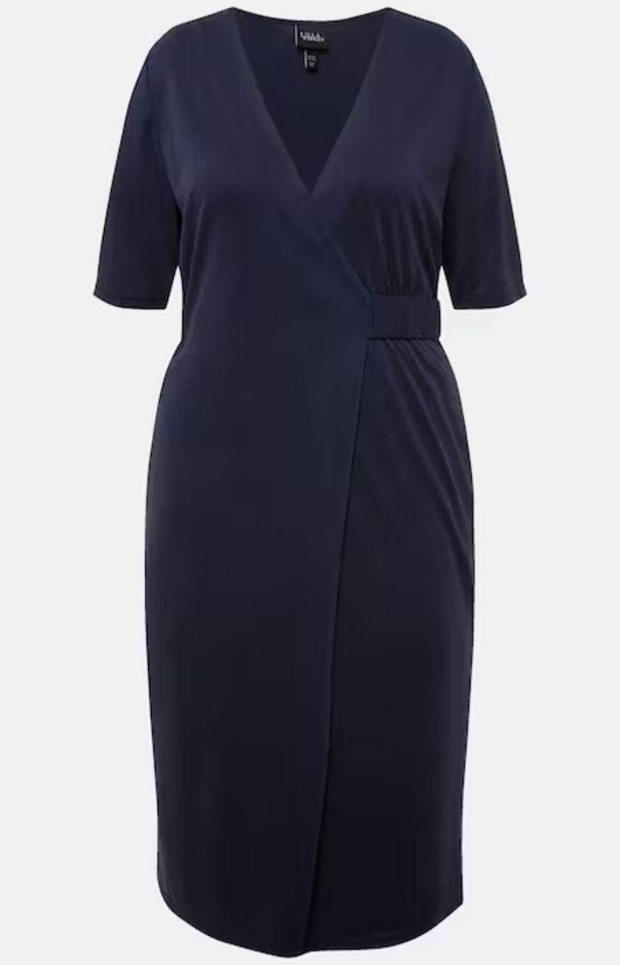 Ulla Popken Faux Wrap Dress in Navy