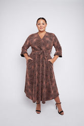 Dani Sparkle Faux Wrap Dress in Bronze Starburst