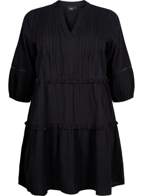 Zizzi Lise Cotton Dress in Black