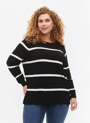 Zizzi Carrie Jumper in Black Stripe