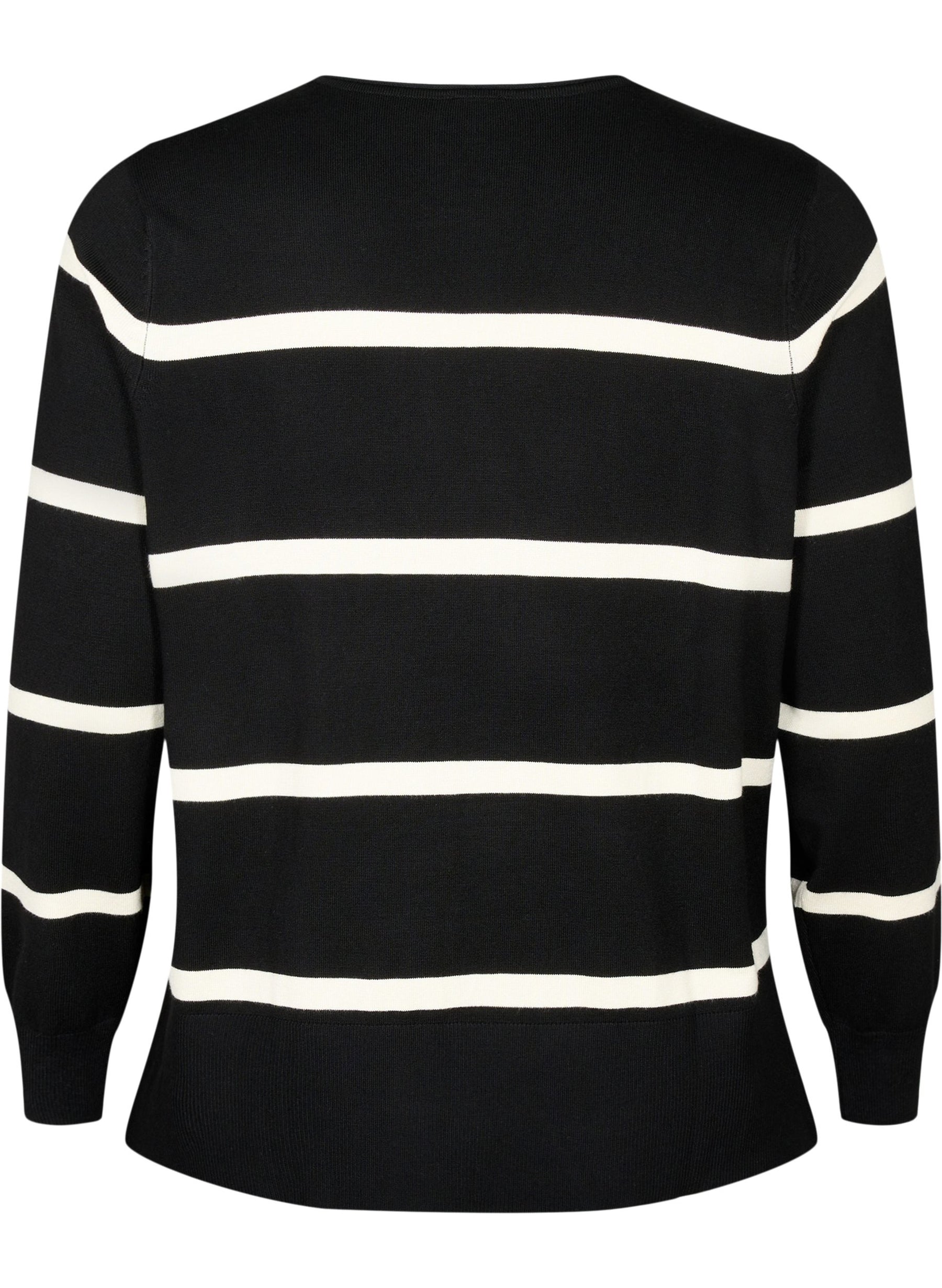 Zizzi Carrie Jumper in Black Stripe