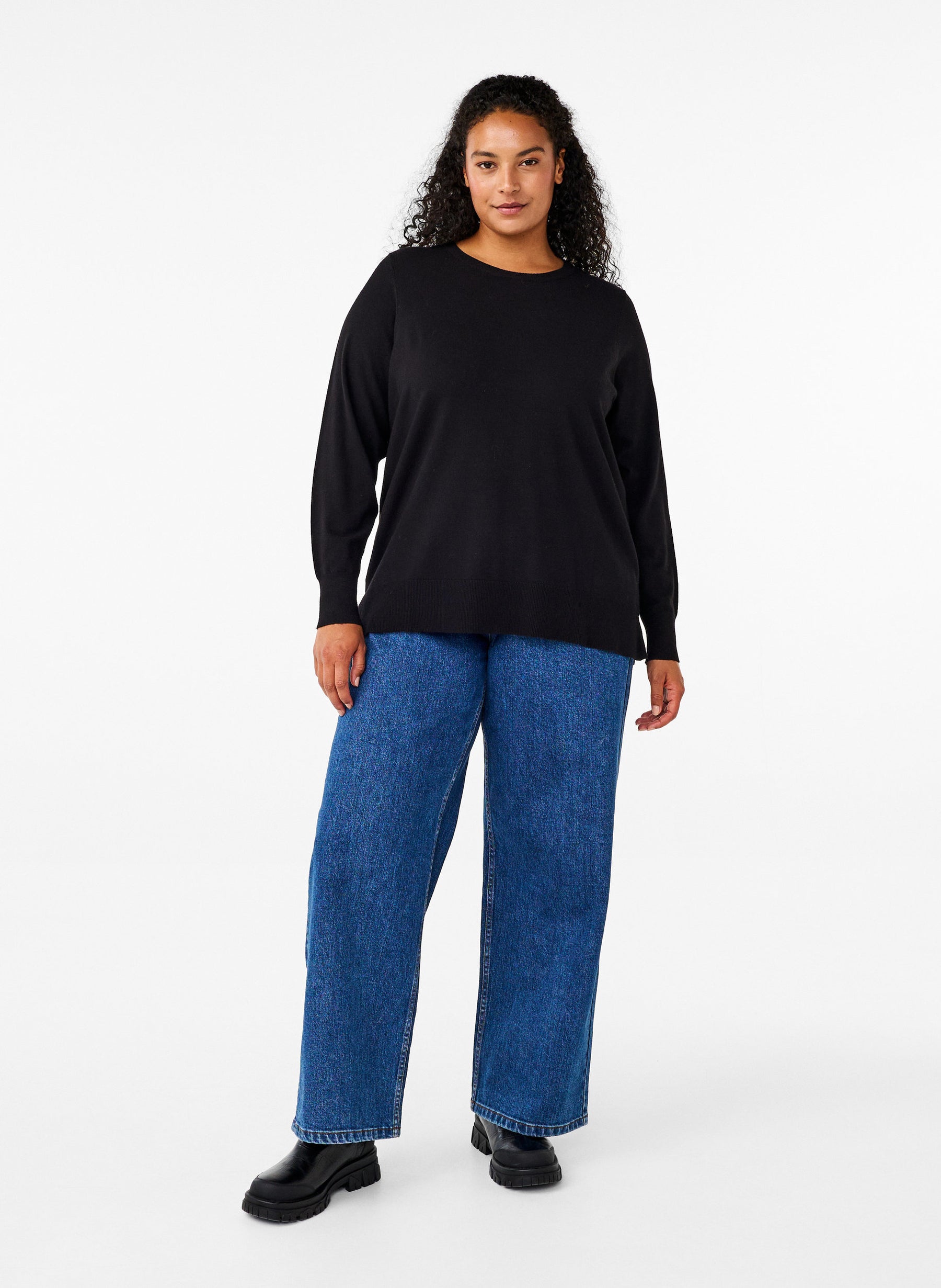 Zizzi Ella Soft Knit Jumper in Black