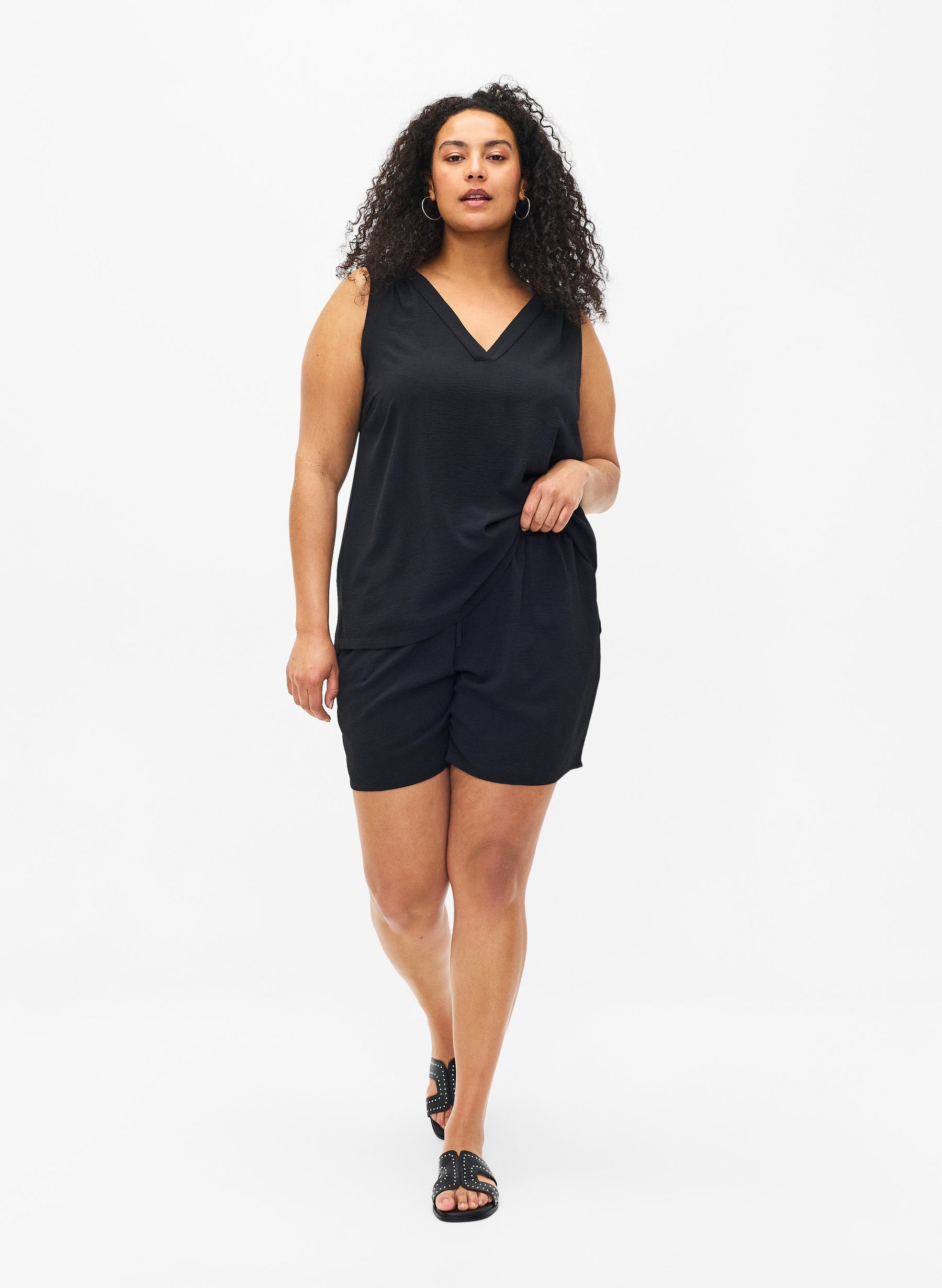 Zizzi Fiffa Sleeveless Top in Black