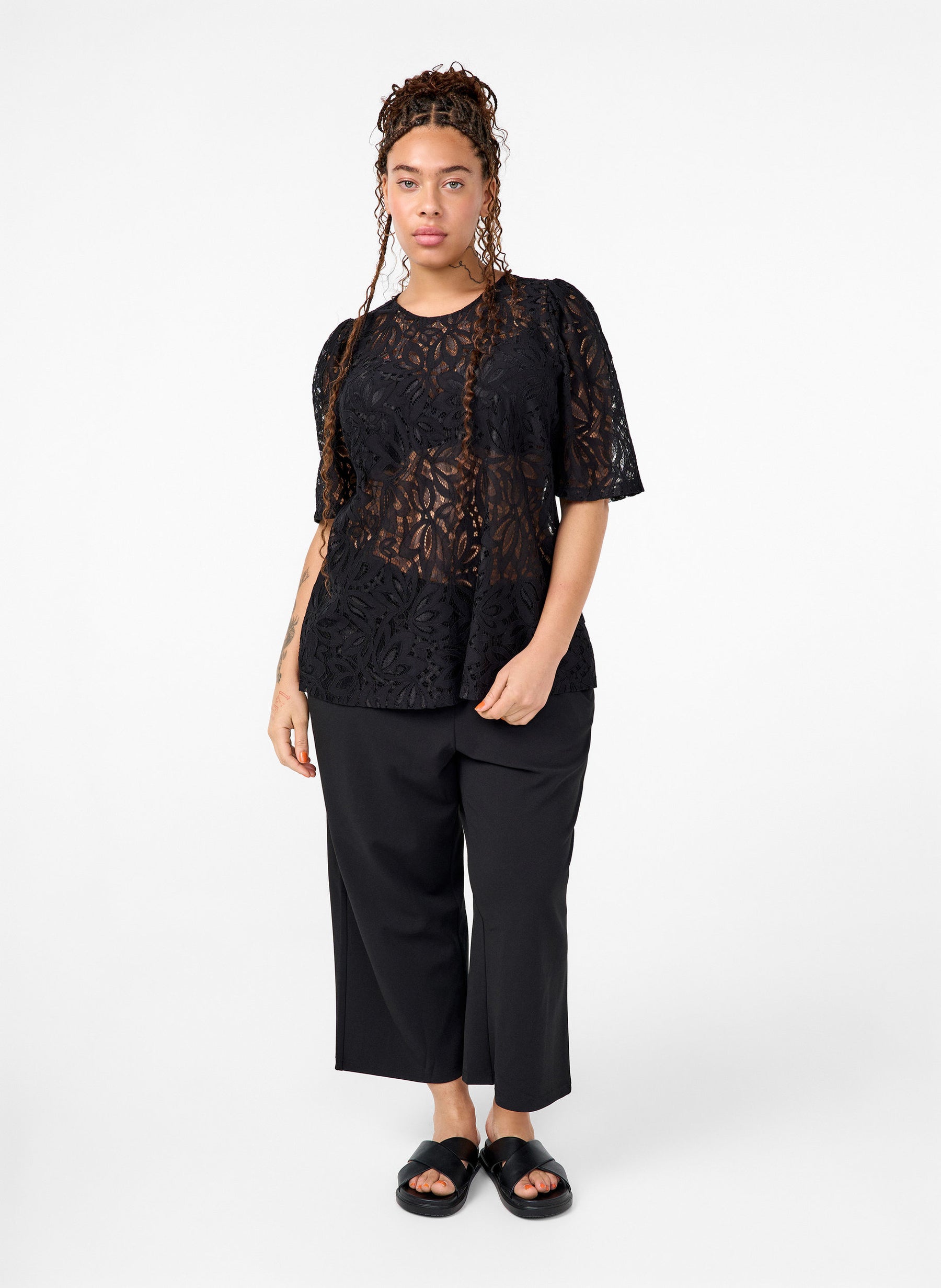 Zizzi Larasy Lace Blouse in Black