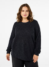 Zizzi Nika Shimmer Blouse in Black