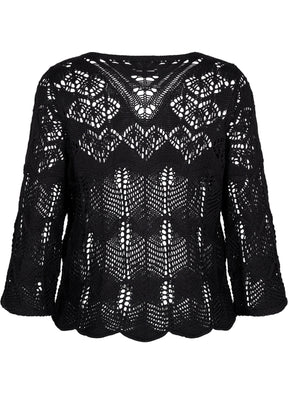 Zizzi Darline Knit Blouse in Black