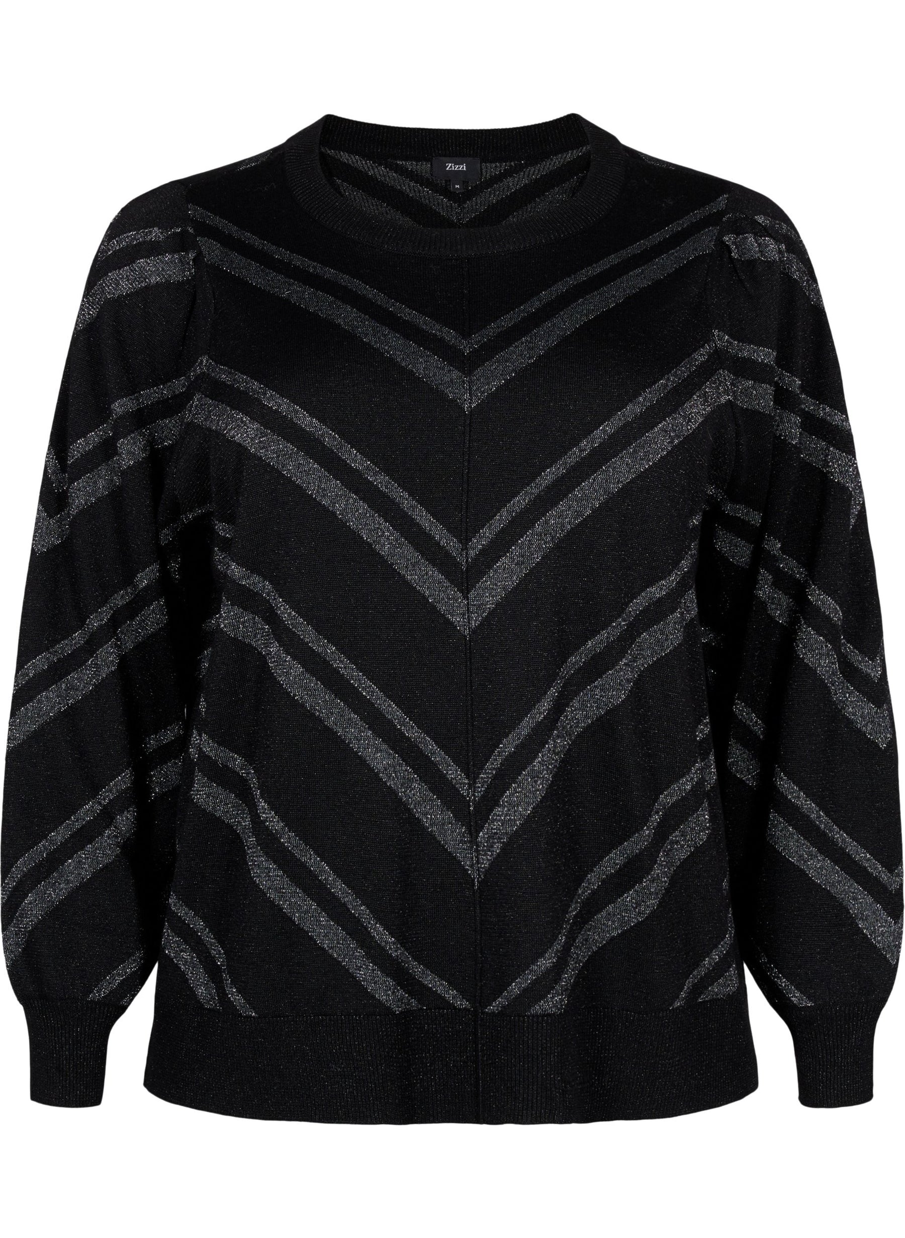 Zizzi Shimmer Knit Jumper in Black/Silver