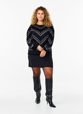 Zizzi Shimmer Knit Jumper in Black/Silver