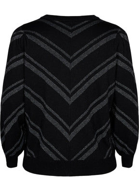 Zizzi Shimmer Knit Jumper in Black/Silver