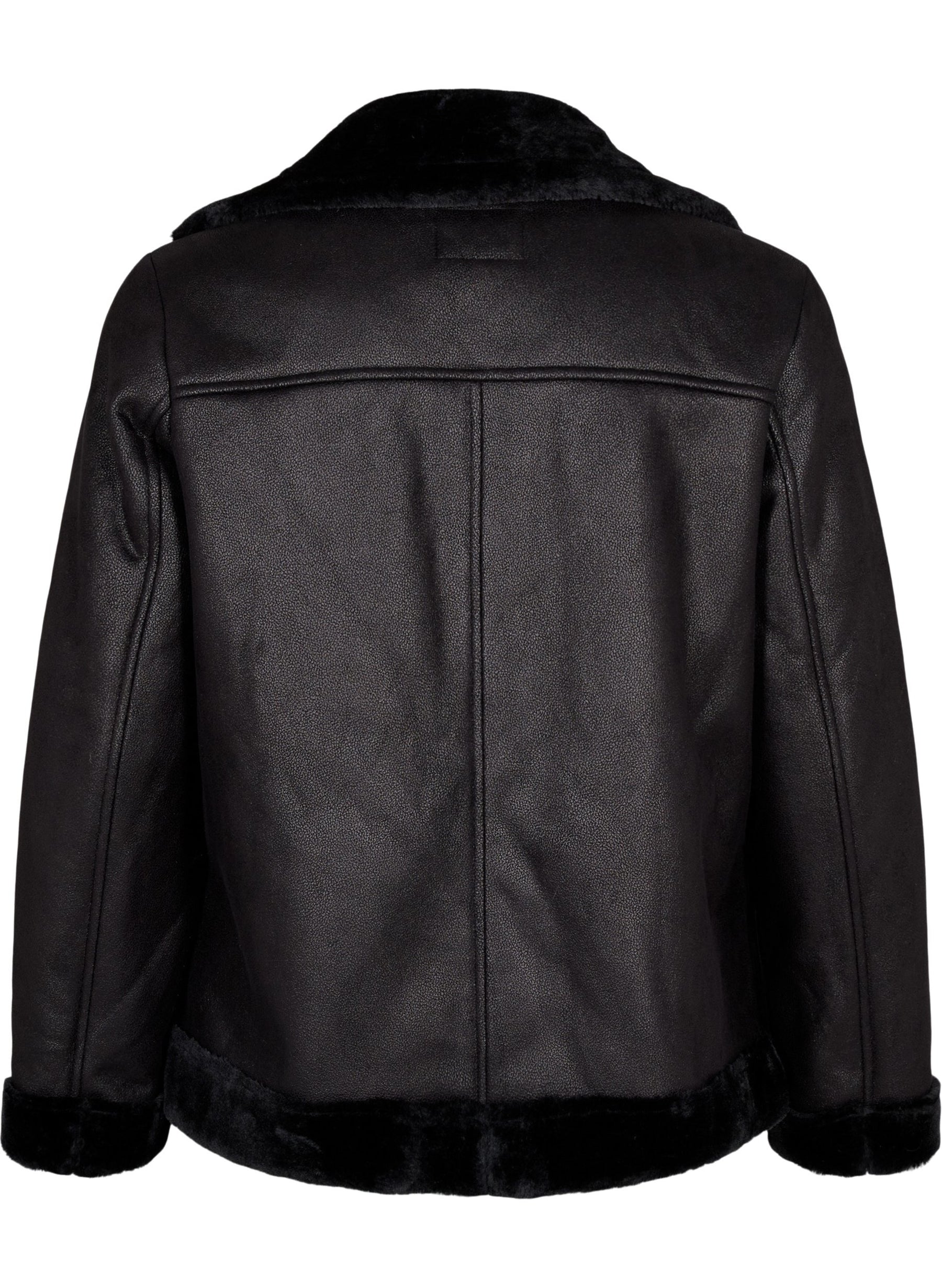 Zizzi Pilot Faux Leather Jacket in Black