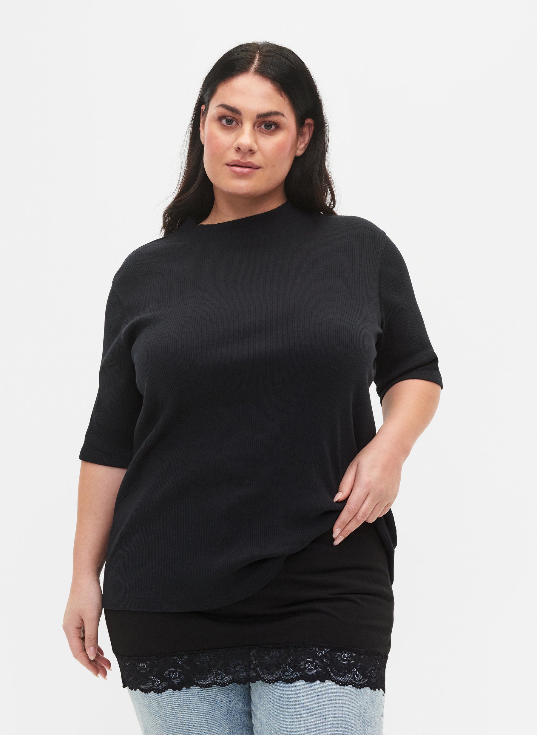 Zizzi 2 Pack Laced Top Extender, Plus Size Tops